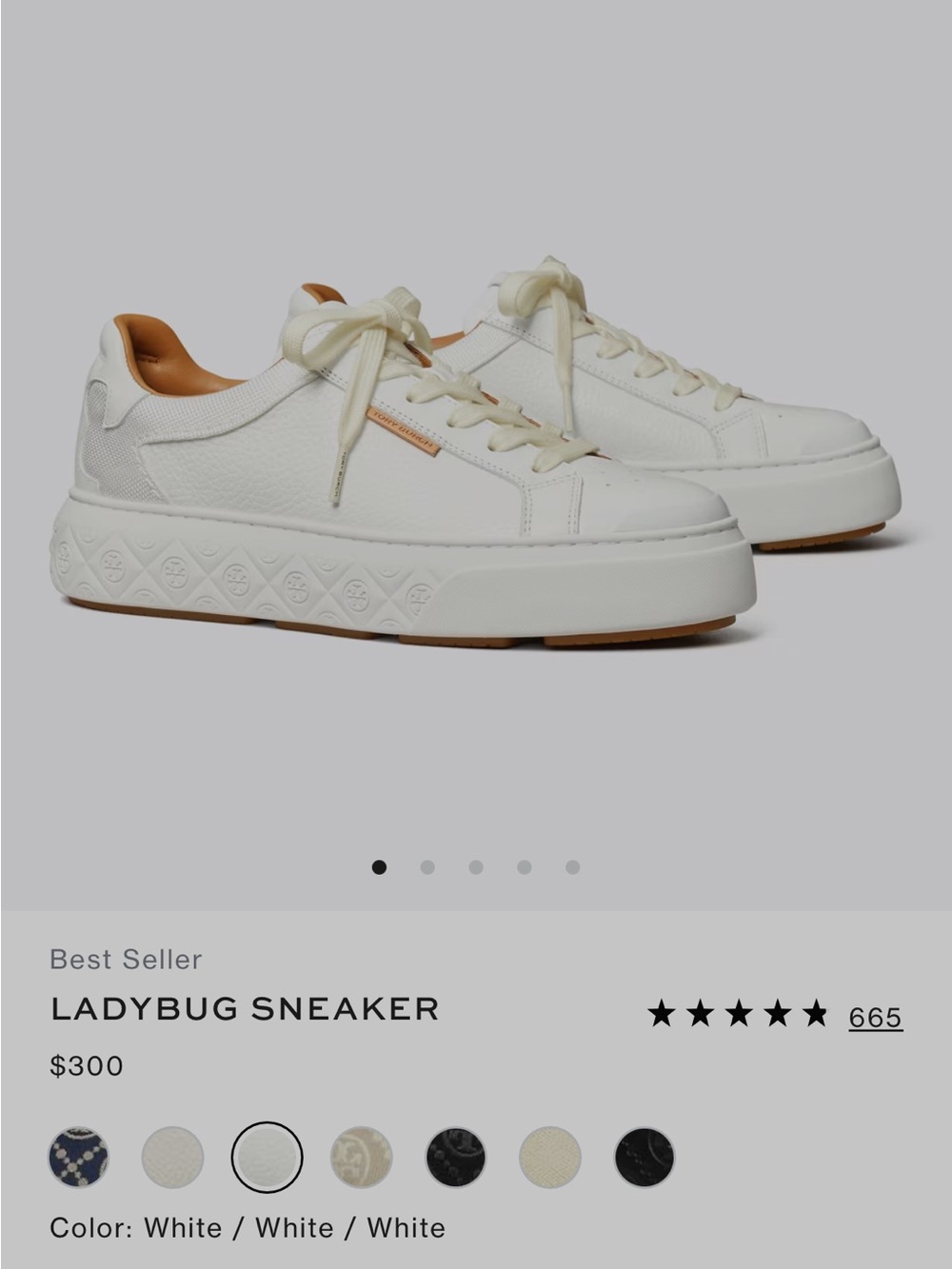 Tory Burch White Leather Low-Top Sneakers - Picture 7 of 7